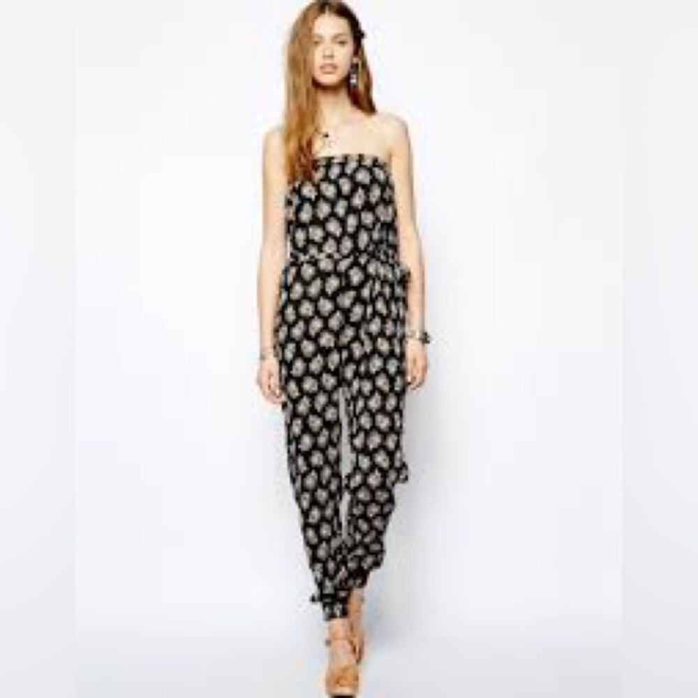 Denim & Supply Ralph Lauren || Black Floal Paisley Strapless Jumpsuit Sz Small